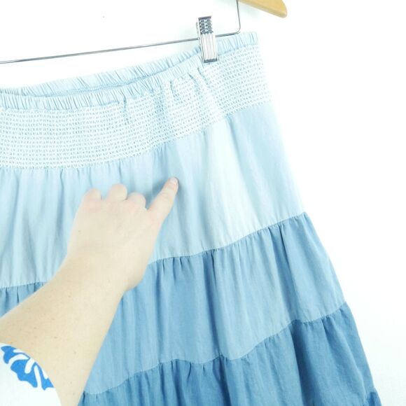 Vintage Small Skirt Y2K Tiered Ombre Midi Western Boho Festival Cottagecore Full - Picture 2 of 7